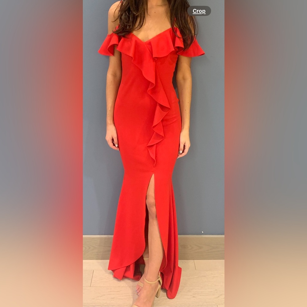Betsy & Adam Vibrant Red Evening Dress